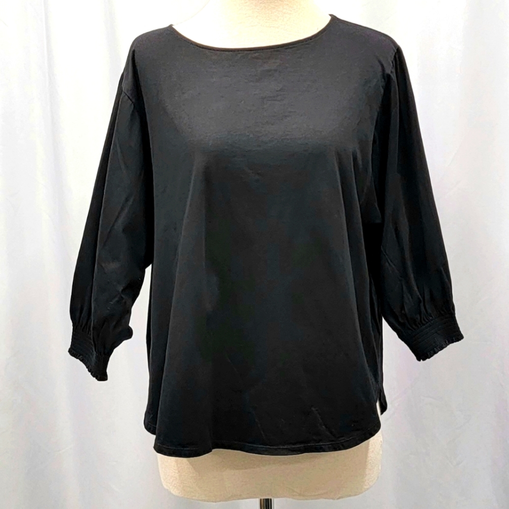 like NEW Corporate casual summer Goth 3'4 sleeve black cotton summer top medium